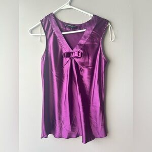 Mario Serrani Rich Purple V-Neck Blouse with Bow